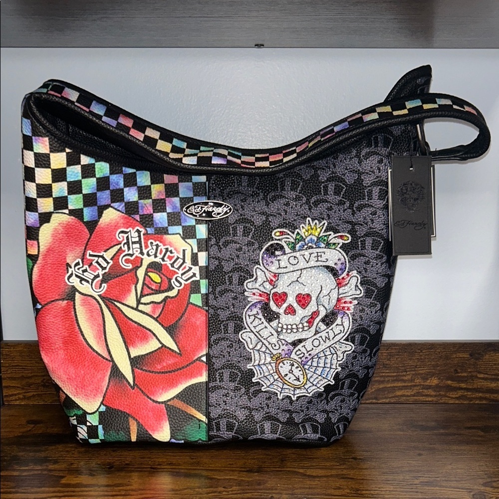 Ed Hardy Black and Red Shoulder Bag - Picture 11 of 11